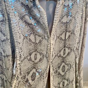 BASIX II 3 Piece Snake Skin Pattern. Sequins Hand Sewn. 100% Silk. Fully Lined